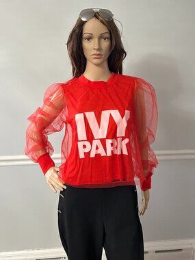 Ivy Park Tulle Festival Red Shirt Top Size M Beyonce